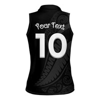 New Zealand Rugby Custom Women Sleeveless Polo Shirt Sporty Silver Fern Shape with Maori Tattoos LT03 - Polynesian Pride