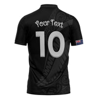 New Zealand Rugby Custom Zipper Polo Shirt Sporty Silver Fern Shape with Maori Tattoos LT03 - Polynesian Pride