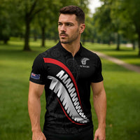 New Zealand Rugby Custom Zipper Polo Shirt Sporty Silver Fern Shape with Maori Tattoos LT03 - Polynesian Pride