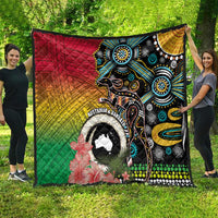 Vanuatu and Australia Together Quilt Kangaroo with Pig Tusk Indigenous Pattern