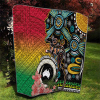 Vanuatu and Australia Together Quilt Kangaroo with Pig Tusk Indigenous Pattern