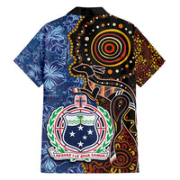 Samoa and Australia Together Family Matching Long Sleeve Bodycon Dress and Hawaiian Shirt Kangaroo and Tribal Hibiscus Aboriginal Pattern LT03 - Polynesian Pride
