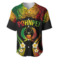 Personalised Pohnpei Independence Day Baseball Jersey Polynesian Tattoo and Plumeria Reggae Color LT03 Reggae - Polynesian Pride