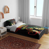 Personalised Pohnpei Independence Day Bedding Set Polynesian Tattoo and Plumeria Reggae Color