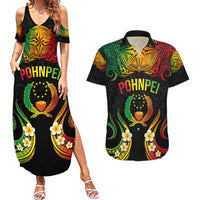 Personalised Pohnpei Independence Day Couples Matching Summer Maxi Dress and Hawaiian Shirt Polynesian Tattoo and Plumeria Reggae Color LT03 Reggae - Polynesian Pride