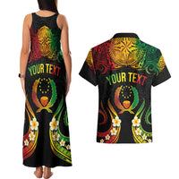 Personalised Pohnpei Independence Day Couples Matching Tank Maxi Dress and Hawaiian Shirt Polynesian Tattoo and Plumeria Reggae Color LT03 - Polynesian Pride