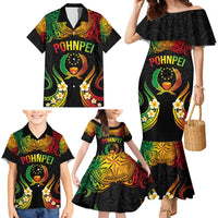 Personalised Pohnpei Independence Day Family Matching Mermaid Dress and Hawaiian Shirt Polynesian Tattoo and Plumeria Reggae Color LT03 - Polynesian Pride