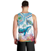 Hawaiian Turtles and Whales Men Tank Top Polynesian Tropical Tattoo Ocean Style LT03 - Polynesian Pride