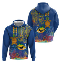 Hawaii Ocean Hoodie Pineapple Turtle and Mango Reef Triggerfish and Kakau Tattoo LT03 - Polynesian Pride