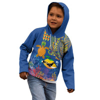 Hawaii Ocean Kid Hoodie Pineapple Turtle and Mango Reef Triggerfish and Kakau Tattoo LT03 - Polynesian Pride