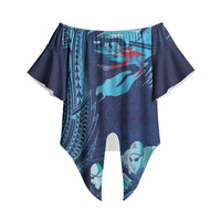 Personalized Hawaii Swimming Off Shoulder Wrap Waist Top Tribal Sporty Style LT03 - Polynesian Pride