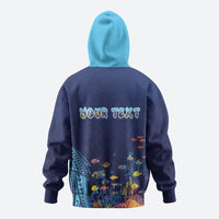 Personalized Hawaii Diving Hoodie Tribal Pattern with Ocean Floor LT03 - Polynesian Pride