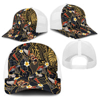 Hawaiian and Japanese Baseball Net Cap Polynesian Tattoo with Japanese Culture Kintsugi Style LT03 - Polynesian Pride