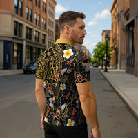 Hawaiian and Japanese Zipper Polo Shirt Polynesian Tattoo with Japanese Culture Kintsugi Style LT03 - Polynesian Pride