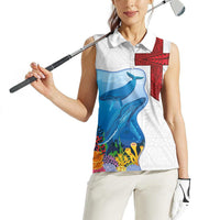 Tonga Swimming with Whales Women Sleeveless Polo Shirt Ngatu Pattern LT03 - Polynesian Pride