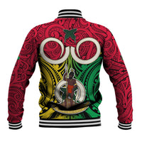 Vanuatu Baseball Jacket Pig Tusk Mix Maori Pattern and Namele Leaf LT03 - Polynesian Pride