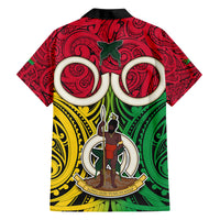 Vanuatu Family Matching Off Shoulder Short Dress and Hawaiian Shirt Pig Tusk Mix Maori Pattern and Namele Leaf LT03 - Polynesian Pride