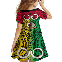 Vanuatu Family Matching Summer Maxi Dress and Hawaiian Shirt Pig Tusk Mix Maori Pattern and Namele Leaf LT03 - Polynesian Pride