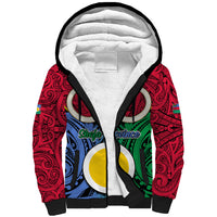 Vanuatu Shefa Province Sherpa Hoodie Pig Tusk Mix Maori Pattern and Namele Leaf LT03 Unisex Red - Polynesian Pride