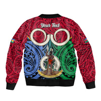 Personalised Vanuatu Shefa Province Bomber Jacket Pig Tusk Mix Maori Pattern and Namele Leaf LT03 - Polynesian Pride