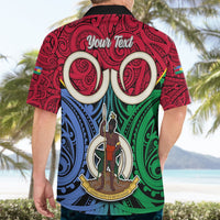 Personalised Vanuatu Shefa Province Hawaiian Shirt Pig Tusk Mix Maori Pattern and Namele Leaf LT03 - Polynesian Pride