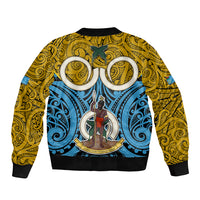 Vanuatu Sanma Province Sleeve Zip Bomber Jacket Pig Tusk Mix Maori Pattern and Namele Leaf LT03 - Polynesian Pride