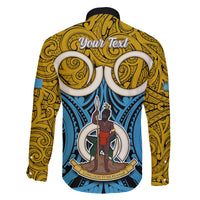 Personalised Vanuatu Sanma Province Family Matching Short Sleeve Bodycon Dress and Hawaiian Shirt Pig Tusk Mix Maori Pattern and Namele Leaf LT03 - Polynesian Pride