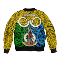 Personalised Vanuatu Malampa Province Bomber Jacket Pig Tusk Mix Maori Pattern and Namele Leaf LT03 - Polynesian Pride