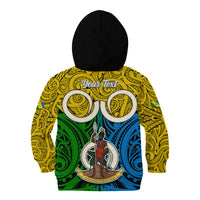 Personalised Vanuatu Malampa Province Kid Hoodie Pig Tusk Mix Maori Pattern and Namele Leaf LT03 - Polynesian Pride