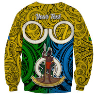 Personalised Vanuatu Malampa Province Sweatshirt Pig Tusk Mix Maori Pattern and Namele Leaf LT03 - Polynesian Pride