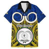 Vanuatu Torba Province Kid Hawaiian Shirt Pig Tusk Mix Maori Pattern and Namele Leaf LT03 Kid Blue - Polynesian Pride