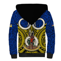 Personalised Vanuatu Torba Province Sherpa Hoodie Pig Tusk Mix Maori Pattern and Namele Leaf LT03 - Polynesian Pride