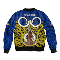 Personalised Vanuatu Torba Province Sleeve Zip Bomber Jacket Pig Tusk Mix Maori Pattern and Namele Leaf LT03 - Polynesian Pride