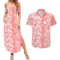 Hawaii Kauai Island Couples Matching Summer Maxi Dress and Hawaiian Shirt Hibiscus Pattern Seamless Tribal Simple Pink Pastel LT03 Pink - Polynesian Pride