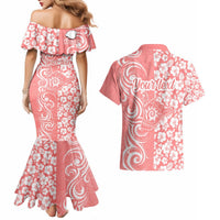Custom Hawaii Kauai Island Couples Matching Mermaid Dress and Hawaiian Shirt Hibiscus Pattern Seamless Tribal Simple Pink Pastel LT03 - Polynesian Pride