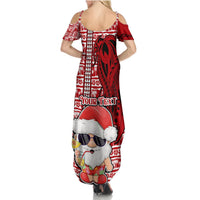 Custom Mele Kalikimaka Hawaii Christmas Summer Maxi Dress Santa Claus Kakau Tribal Mix Polynesia Tattoo LT03 - Polynesian Pride