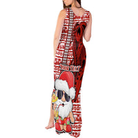 Custom Mele Kalikimaka Hawaii Christmas Tank Maxi Dress Santa Claus Kakau Tribal Mix Polynesia Tattoo LT03 - Polynesian Pride