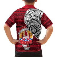 French Polynesia Christmas Family Matching Tank Maxi Dress and Hawaiian Shirt Santa Hold Seal with Polynesian Tribal Tattoo LT03 - Polynesian Pride