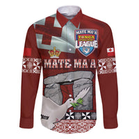 Mate Ma'a Tonga Family Matching Off The Shoulder Long Sleeve Dress and Hawaiian Shirt Haamonga a Maui and White Dove - Tongan Kupesi Ngatu LT03 Dad's Shirt - Long Sleeve Red - Polynesian Pride