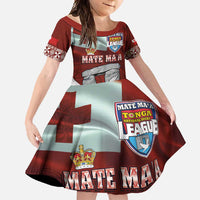 Mate Ma'a Tonga Family Matching Tank Maxi Dress and Hawaiian Shirt Haamonga a Maui and White Dove - Tongan Kupesi Ngatu LT03 Daughter's Dress Red - Polynesian Pride
