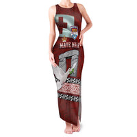 Mate Ma'a Tonga Family Matching Tank Maxi Dress and Hawaiian Shirt Haamonga a Maui and White Dove - Tongan Kupesi Ngatu LT03 Mom's Dress Red - Polynesian Pride
