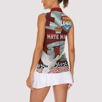 Mate Ma'a Tonga Women Sleeveless Polo Shirt Haʻamonga ʻa Maui and White Dove - Tongan Kupesi Ngatu