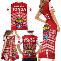 Mate Ma'a Tonga Family Matching Short Sleeve Bodycon Dress and Hawaiian Shirt Douple White Dove and Kupesi Ngatu Art Tattoo