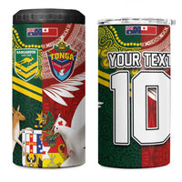Custom Mate Ma'a Tonga and Australia Kangaroo 4 in 1 Can Cooler Tumbler Nation Seal with Mascot Aboriginal and Tongan Kupesi Ngatu Art LT03 One Size: 16 oz Red - Polynesian Pride