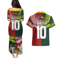 Custom Mate Ma'a Tonga and Australia Kangaroo Couples Matching Puletasi and Hawaiian Shirt Nation Seal with Mascot Aboriginal and Tongan Kupesi Ngatu Art