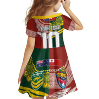 Custom Mate Ma'a Tonga and Australia Kangaroo Family Matching Off Shoulder Maxi Dress and Hawaiian Shirt Nation Seal with Mascot Aboriginal and Tongan Kupesi Ngatu Art LT03 - Polynesian Pride
