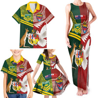 Custom Mate Ma'a Tonga and Australia Kangaroo Family Matching Tank Maxi Dress and Hawaiian Shirt Nation Seal with Mascot Aboriginal and Tongan Kupesi Ngatu Art LT03 - Polynesian Pride
