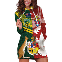 Custom Mate Ma'a Tonga and Australia Kangaroo Hoodie Dress Nation Seal with Mascot Aboriginal and Tongan Kupesi Ngatu Art LT03 Red - Polynesian Pride