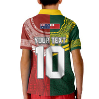 Custom Mate Ma'a Tonga and Australia Kangaroo Kid Polo Shirt Nation Seal with Mascot Aboriginal and Tongan Kupesi Ngatu Art
