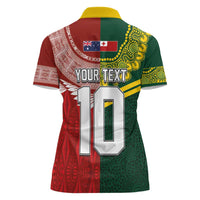 Mate Ma'a Tonga and Australia Kangaroo Women Polo Shirt - Nation Seal Kupesi Ngatu Aboriginal Art LT03 - Polynesian Pride